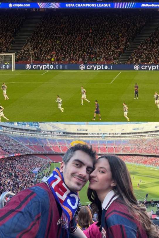 La Júlia Peguera i l'Enric Botella al Camp Nou IG