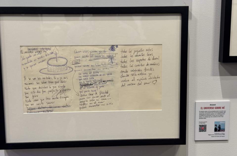 Manuscrit de la cançó 'El Universo sobre mí'