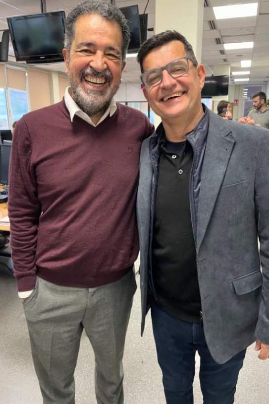 Jordi Robirosa i Xavier Bonastre, dos genis que s'han jubilat recentment després de tota una vida a TV3 IG