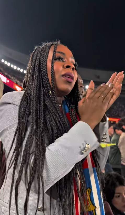 Sheila Ebana reaccionando al gol de Lamine Yamal / Instagram