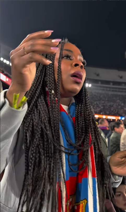 Sheila Ebana reaccionando al gol de Lamine Yamal / Instagram 