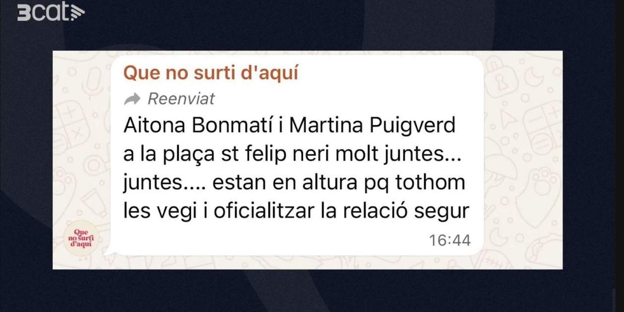 Un WhatssApp que han rebut des del 'Que no surti d'aquí' per part d'uns oients / 3Cat