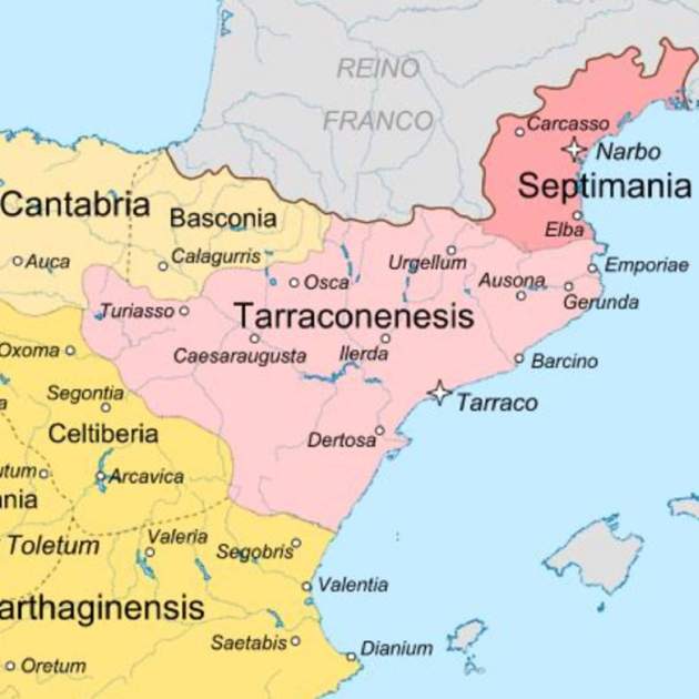 Mapa del quadrant nord oriental de la monarquia visigótica hispànica. Font: Universitat Complutense