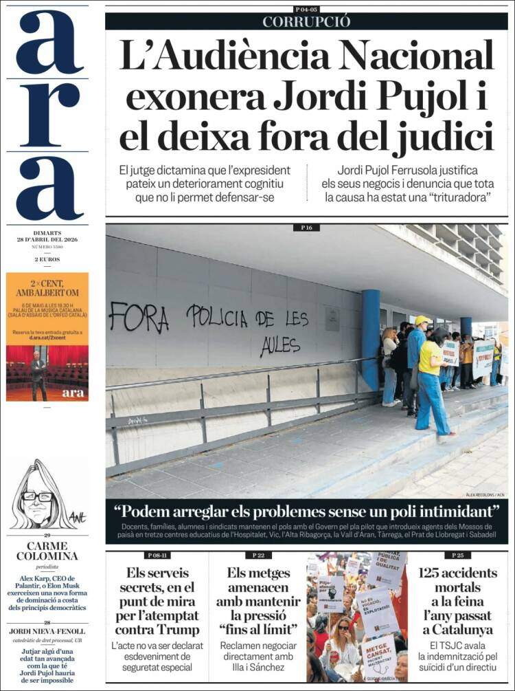 'Ara', 28 d'abril de 2026