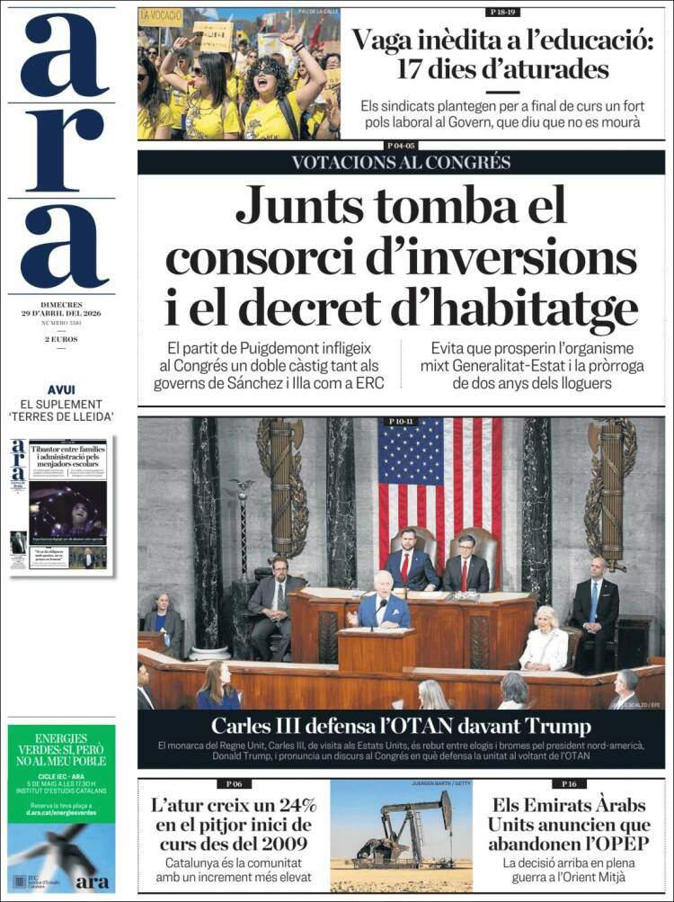 'Ara', 29 d'abril de 2026