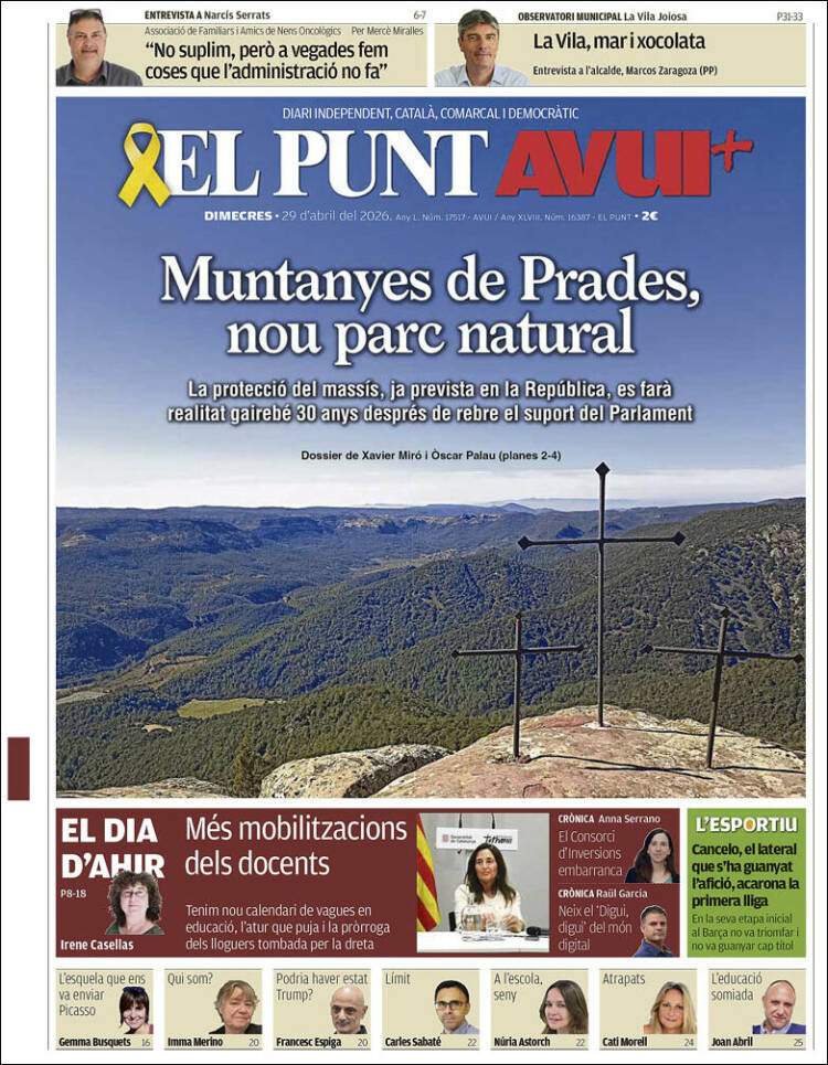 'El Punt Avui', 29 d'abril de 2026