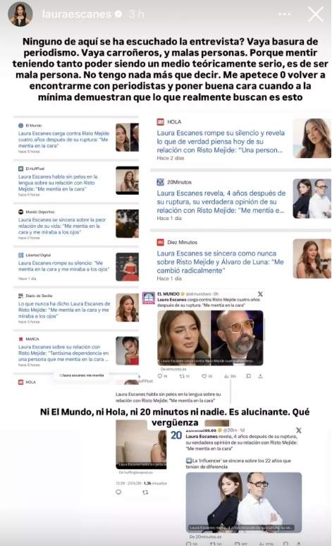 El comunicat de Laura Escanes contra la premsa  / Instagram