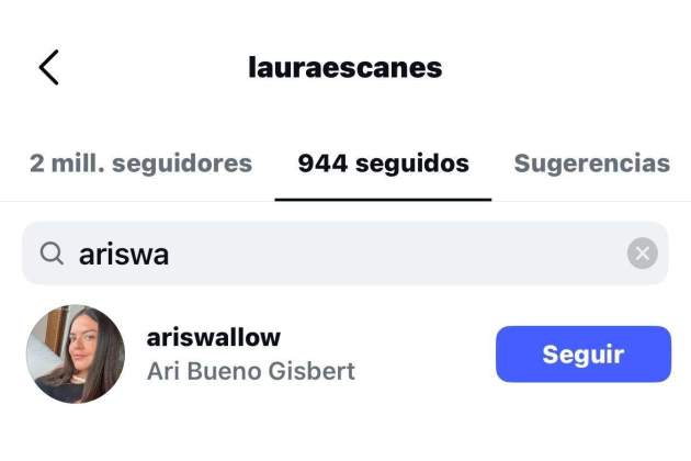 Laura Escanes vuelve a seguir Ari Bueno / Instagram