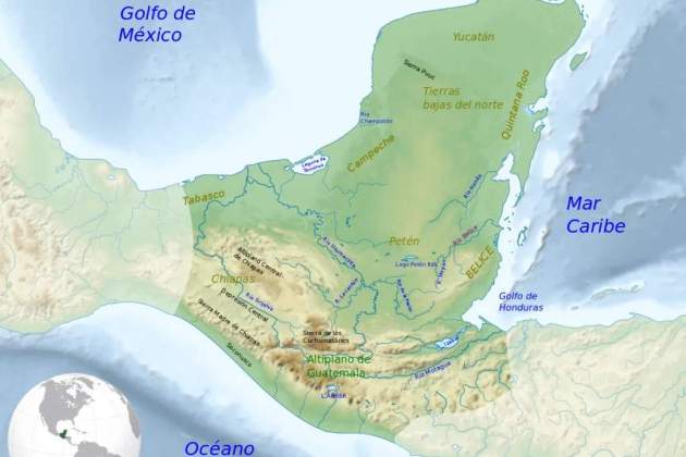 Mapa aproximat de la civilització maia creat per Simon Burchell