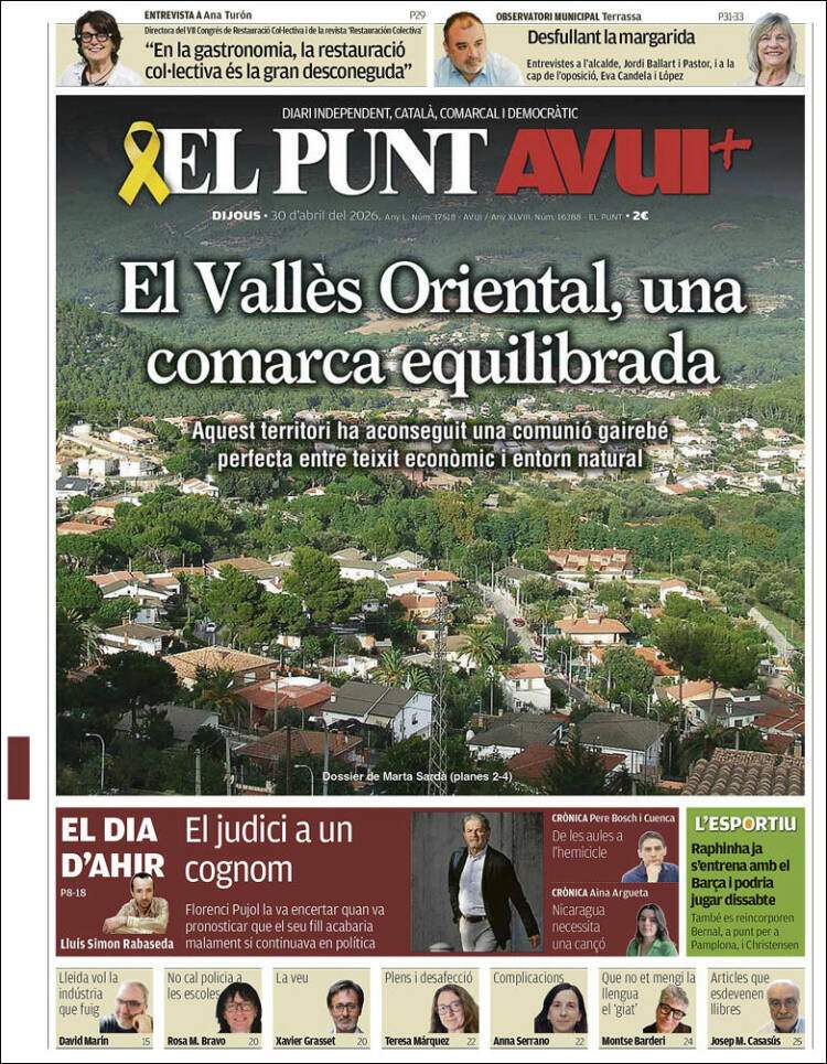 'El Punt Avui', 30 d'abril de 2026