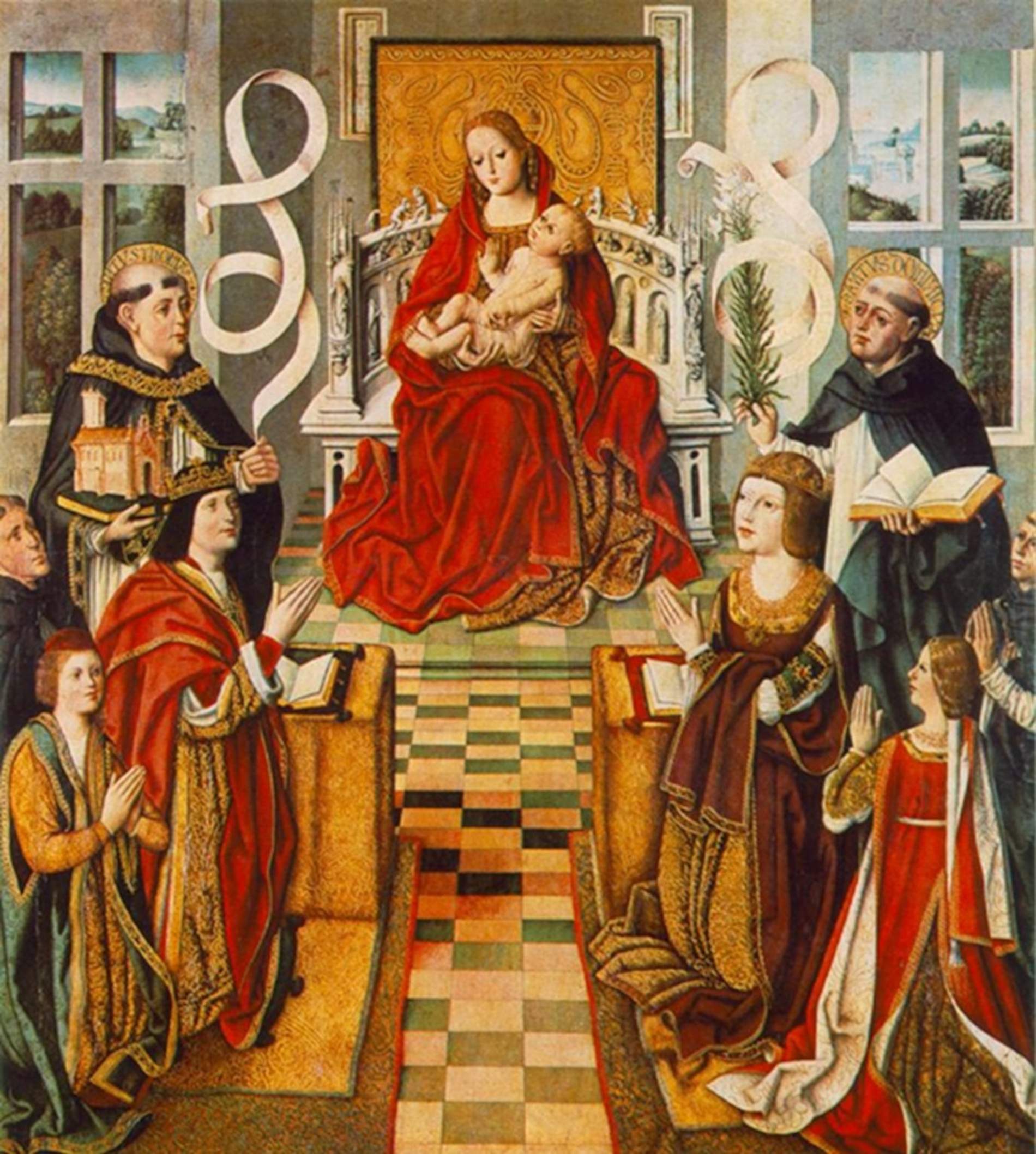 Els Reis Catòlics i els seus fills adorant la Mare de Deu. Font Museu del Prado