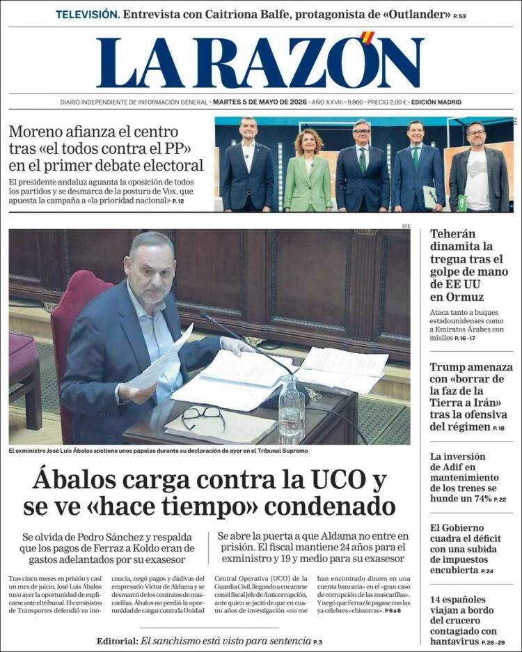 'La Razón', 5 de maig de 2026