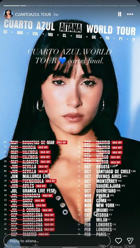 El cartell de la gira mundial d'Aitana / Instagram
