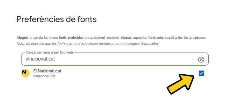 Preferències fonts Google