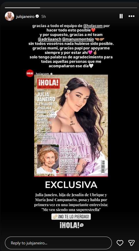 Les primeres paraules de Juls Janeiro desprès de la portada per a ¡Hola! / Instagram
