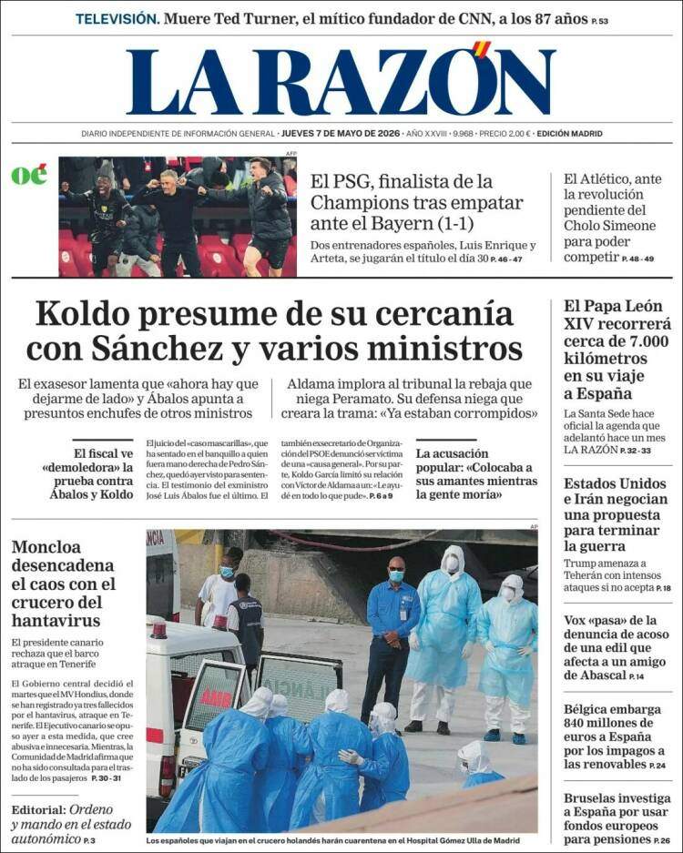 'La Razón'. 7 de maig de 2026