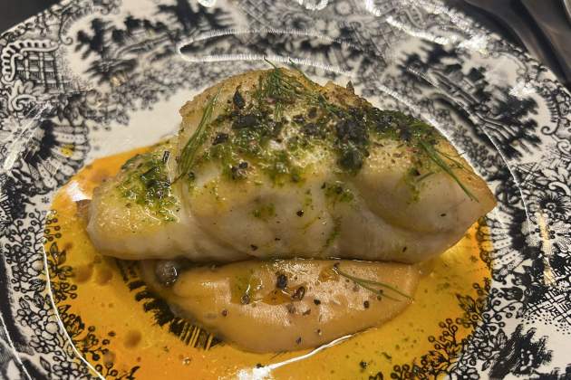 Corball amb sobrassada i parmentier. / Foto: Rosa Molinero Trias