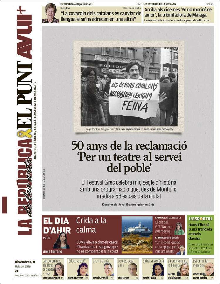 'El Punt Avui', 8 de maig de 2026