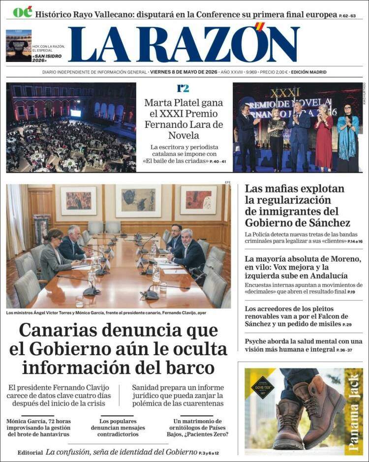 'La Razón', 8 de maig de 2026