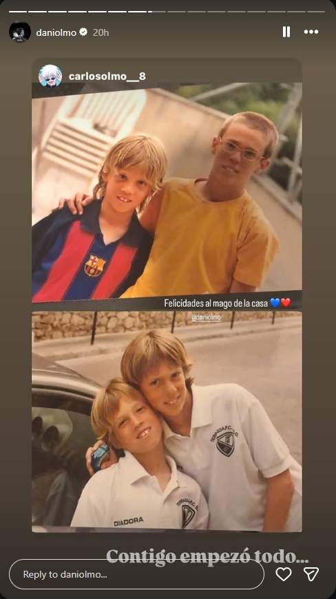 Carlos Olmo felicita Dani Olmo, el seu germà petit / Instagram