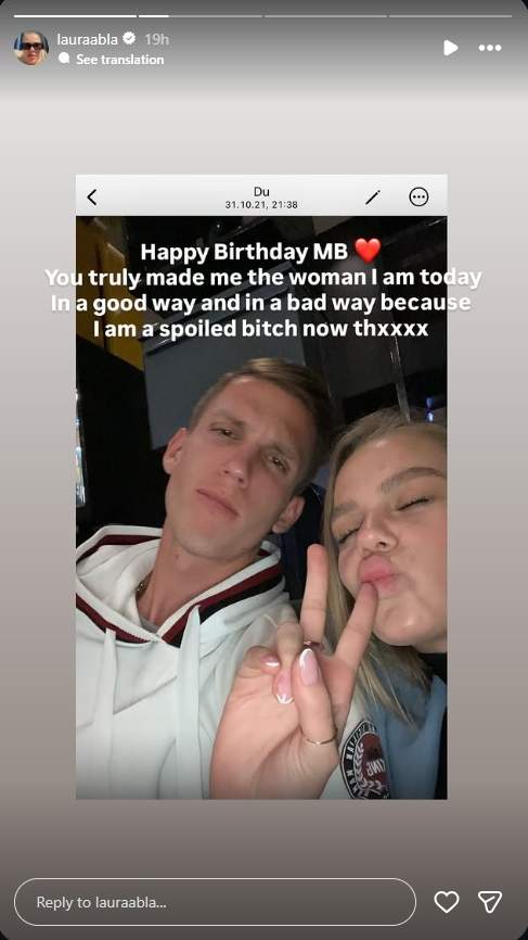 La felicitació de Laura Abla, nòvia de Dani Olmo, al futbolista / Instagram