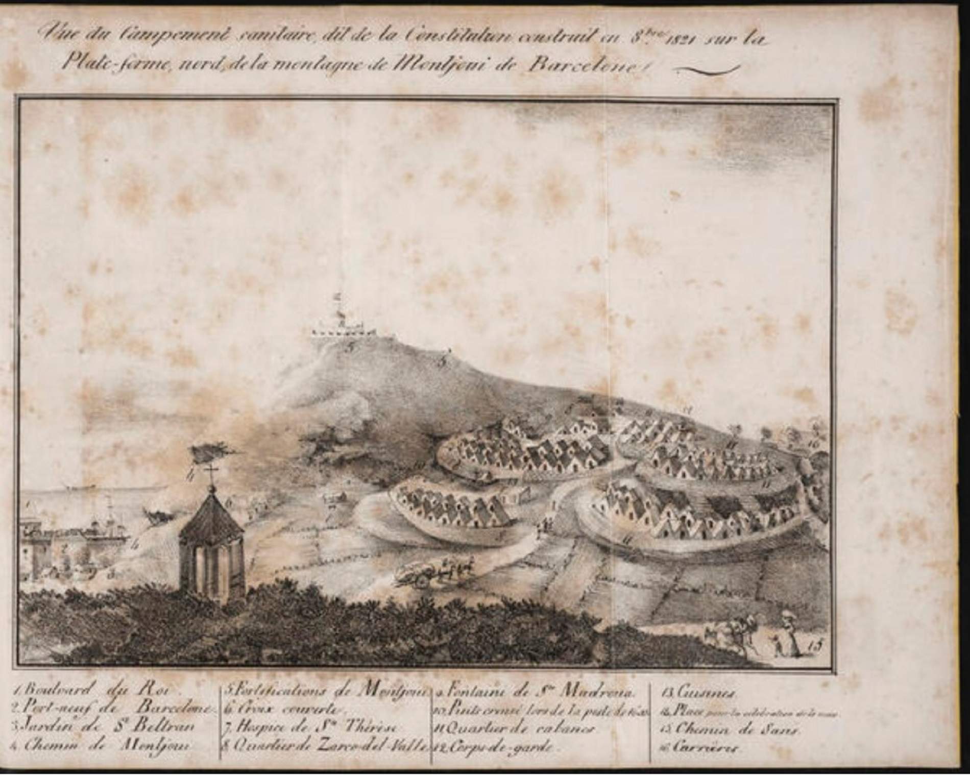 Ilustració del llibre Memoria del que va passar a Barcelona el 1821. Font Biblioteca de Catalunya