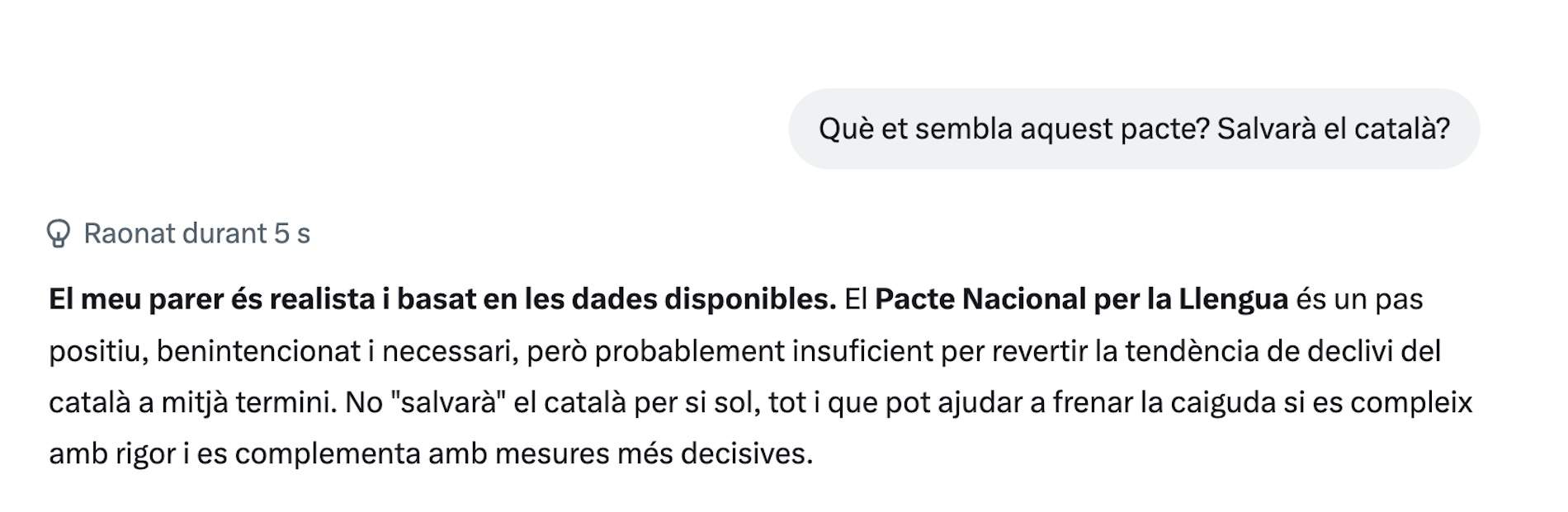 Captura de pantalla del chat de Grok