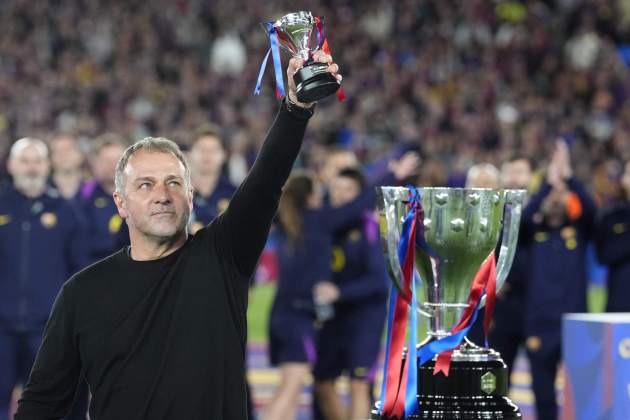 Flick celebra la Lliga del Barça / Foto: EFE