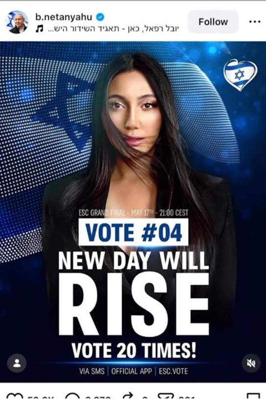 Netanyahu demanant per Instagram que votin 20 vegades a Israel Netanyahu demanant per Instagram que votin 20 vegades a Israel