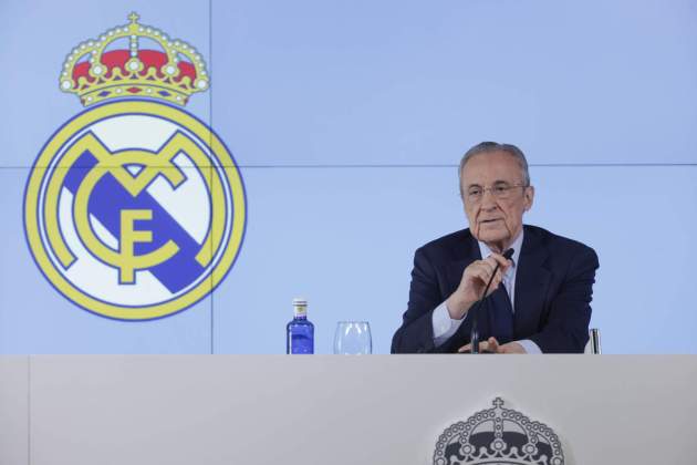 Florentino Pérez, durant la roda de premsa per convocar eleccions / Foto: EFE Florentino Pérez, durant la roda de premsa per convocar eleccions / Foto: EFE