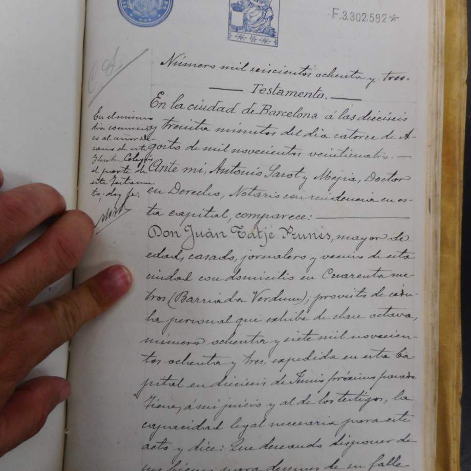 document verdum 1925 Archivo Histórico de Protocolos de Barcelona (AHPB) Fondo Jordi Sànchez i Ruiz