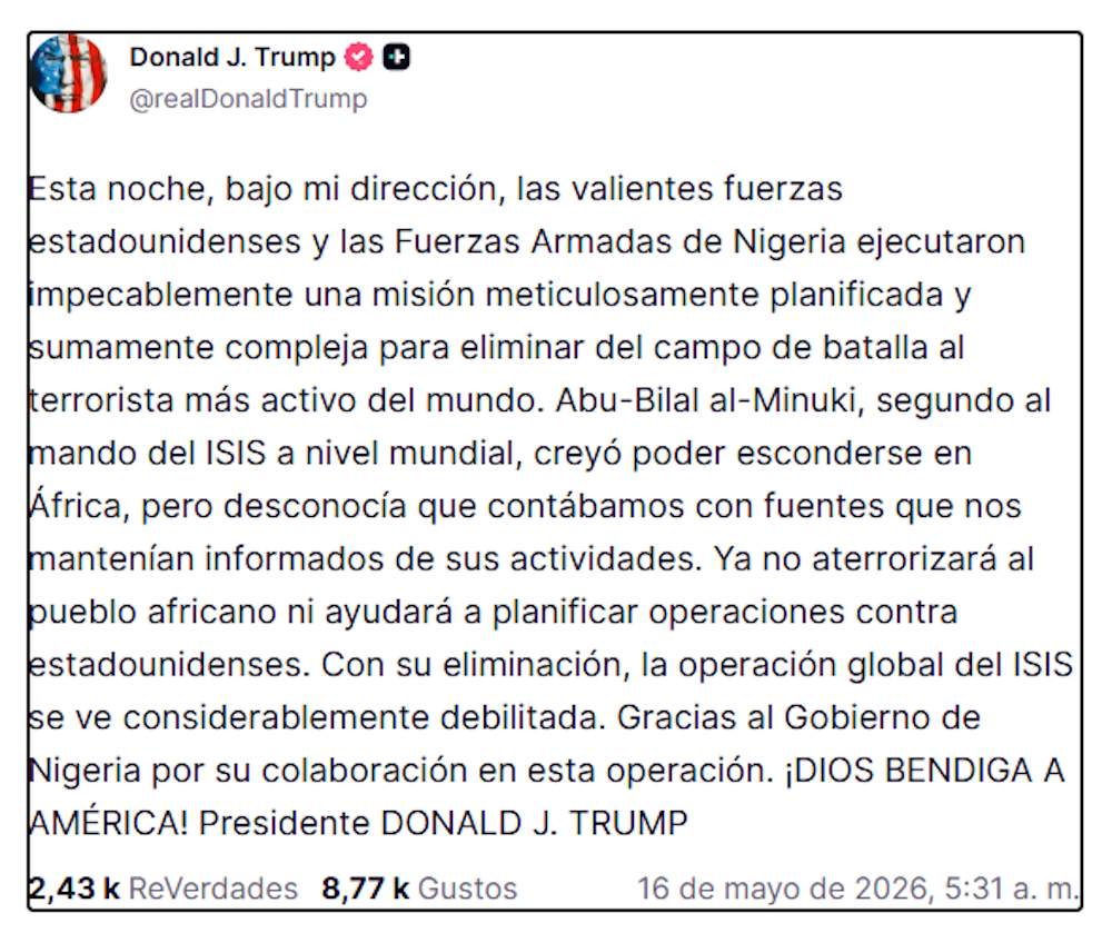 Missatge Trump Truth Social