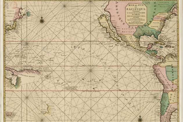 Los catalanes de Portulano, los primeros europeos que exploran la bahía de San Francisco de California. Mapa francés del continente americano (1711). Fuente Bibliothèque Nationale de France