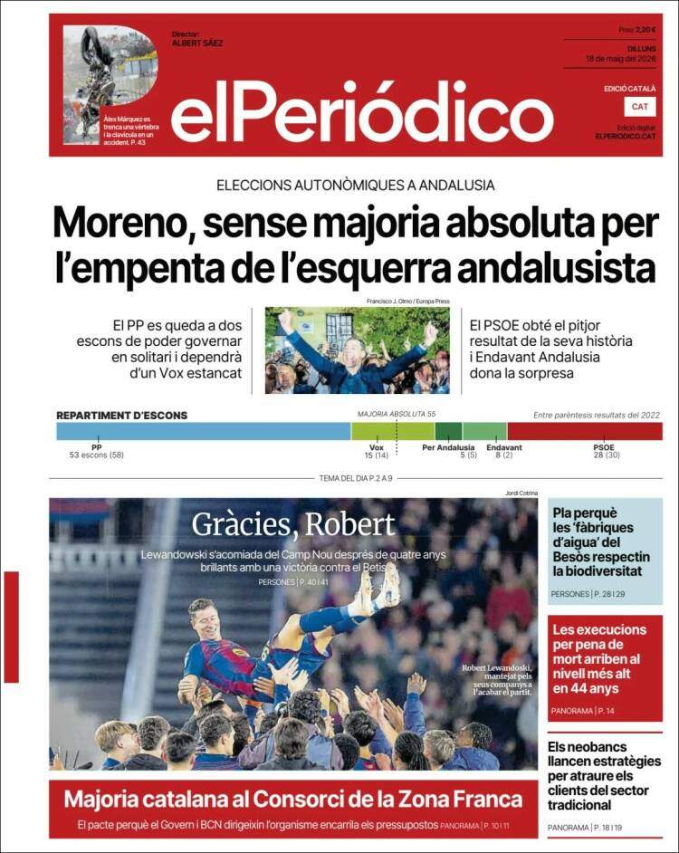 'El Periódico', 18 de maig de 2026