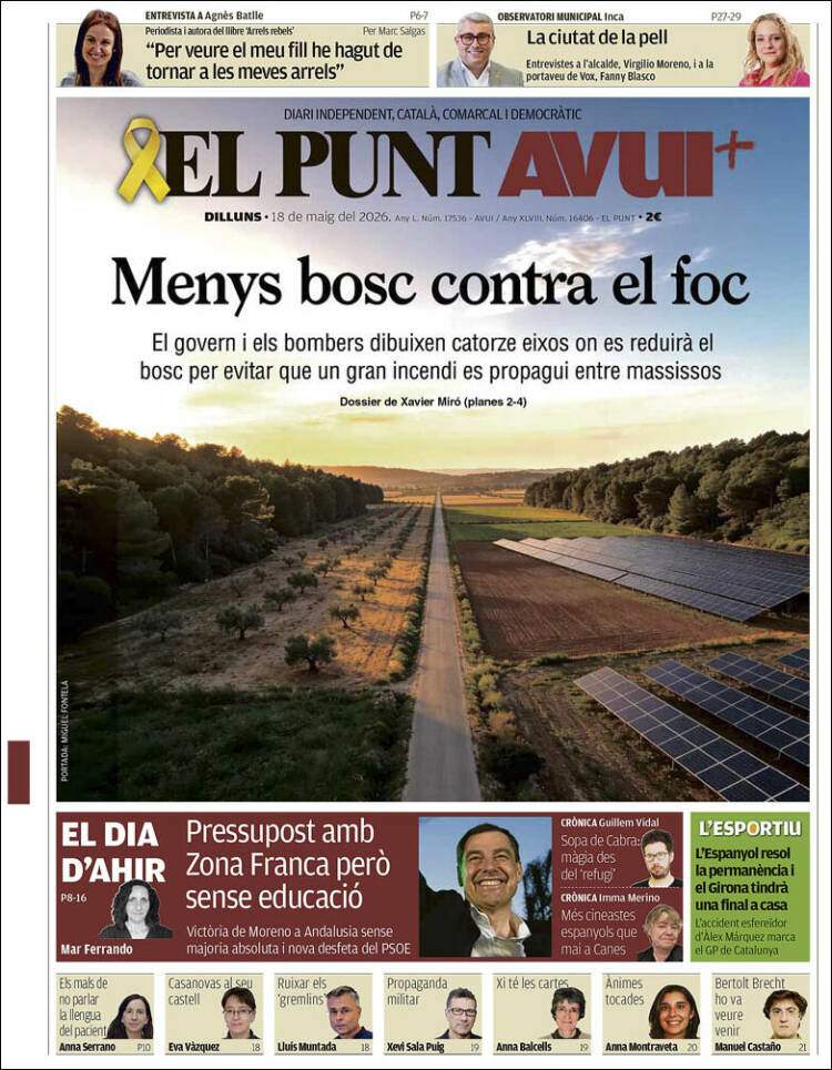'El Punt Avui', 18 de maig de 2026