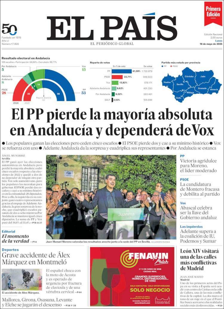 'El País', 18 de maig de 2026