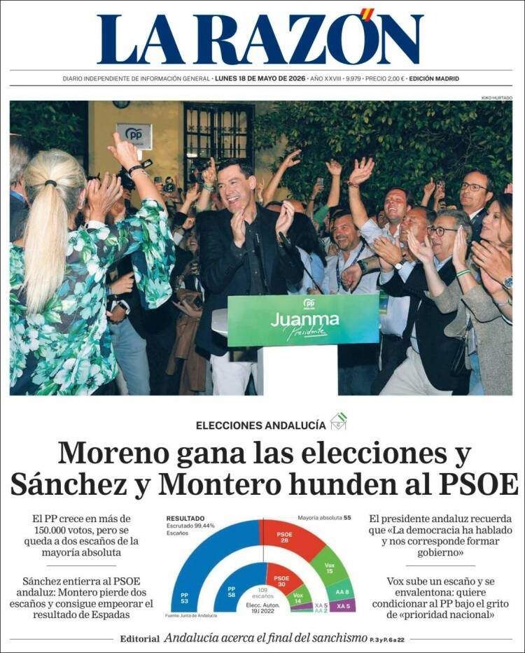 'La Razón', 18 de maig de 2026