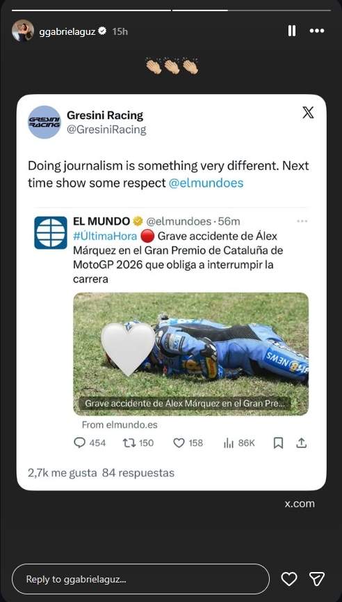 Gabriela Guzmán sobre l'accident d'Àlex Márquez, el seu xicot / Instagram
