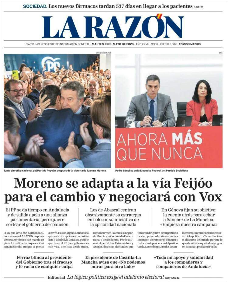 'La Razón', 19 de maig de 2026