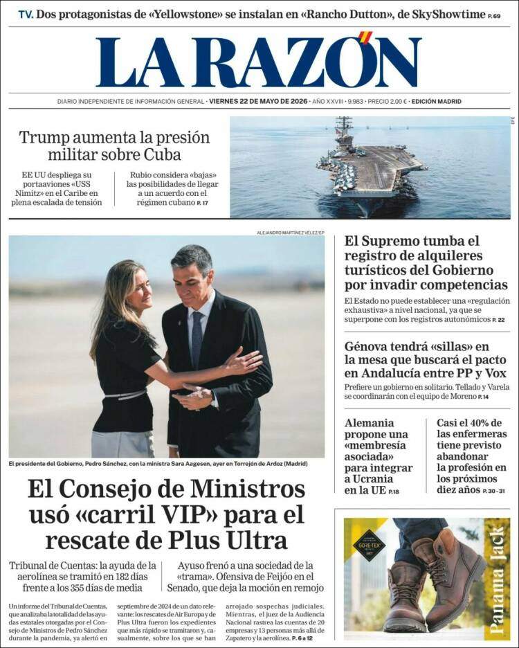 'La Razón', 22 de maig de 2026