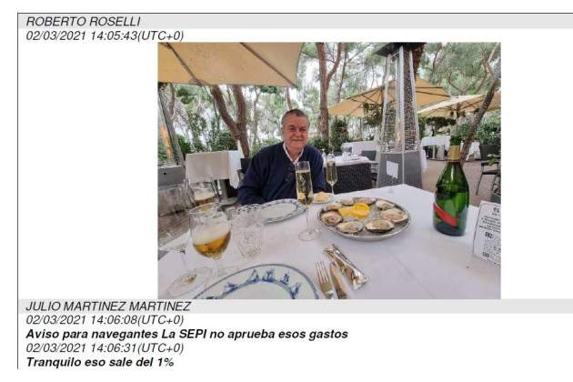 Roberto Roselli celebra el rescat amb ostres i xampany Informe UDEF Roberto Roselli celebra el rescat amb ostres i xampany Informe UDEF