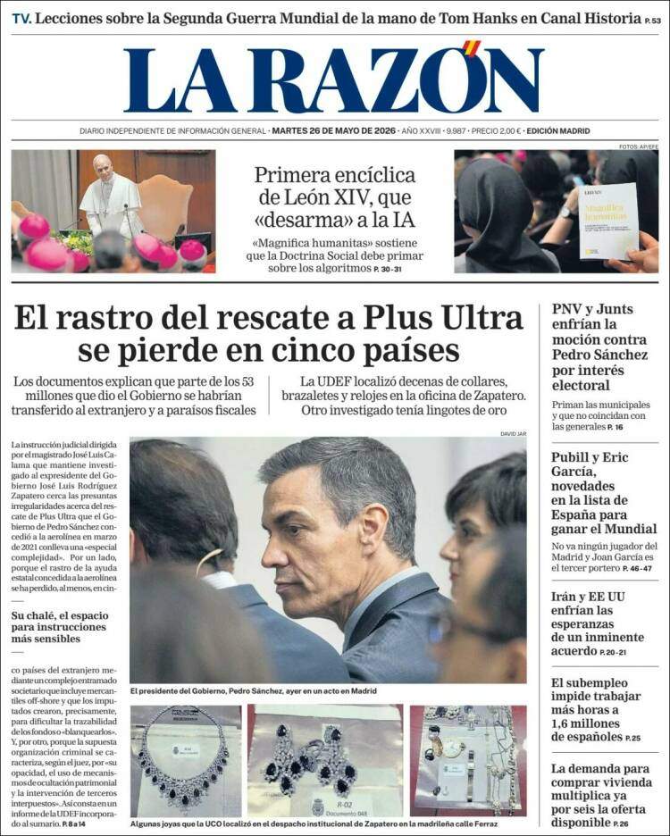 'La Razón', 26 de maig de 2026 'La Razón', 26 de maig de 2026