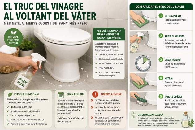 Infografía sobre cómo usar el vinagre en la limpieza del inodoro / ChatGPT