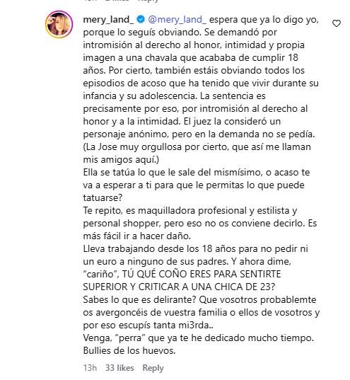 El comentari de María José Campanario / Instagram