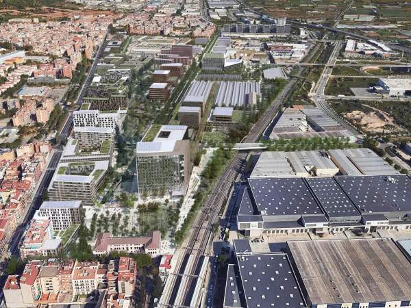 Vista aérea del plan de reordenación del nuevo barrio Roca City, en antiguos terrenos de la multinacional en Gavà y Viladecans Vista aérea del plan de reordenación del nuevo barrio Roca City, en antiguos terrenos de la multinacional en Gavà y Viladecans