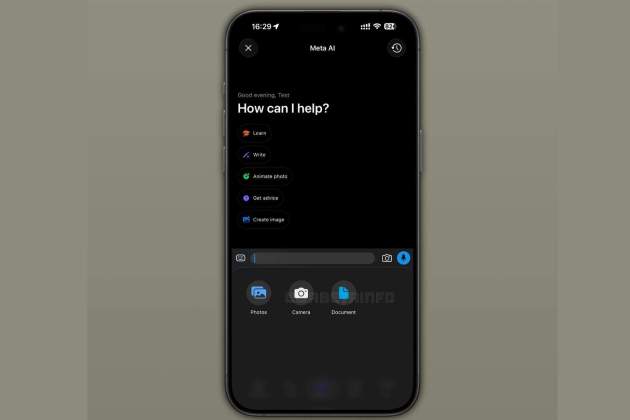 Interfície de Meta IA a WhatsApp per adjuntar documents Interfície de Meta IA a WhatsApp per adjuntar documents