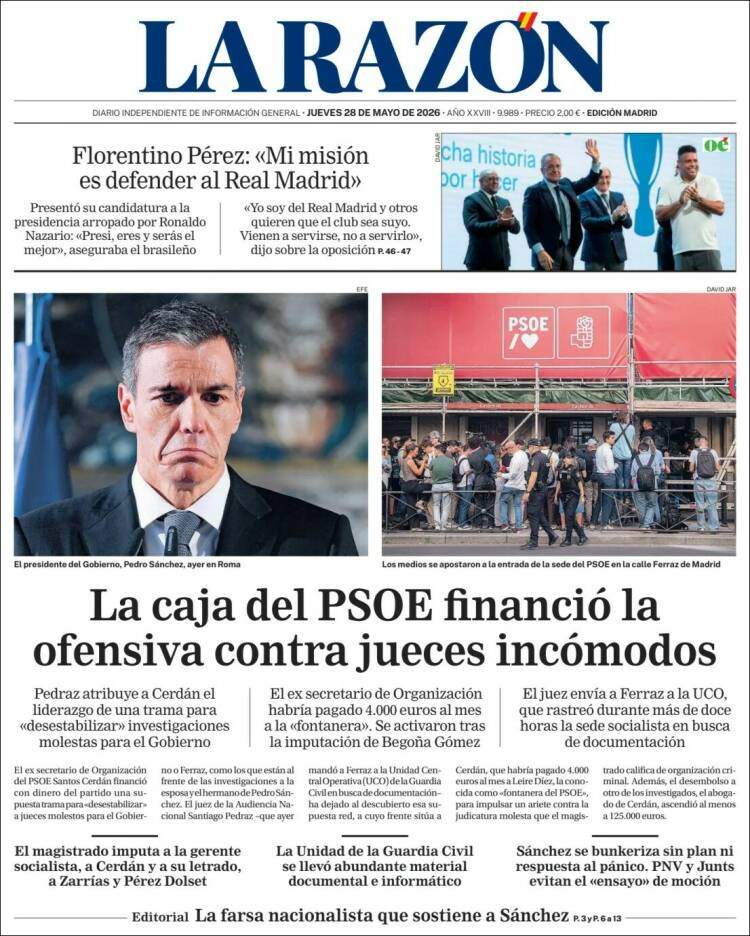 'La Razón', 28 de maig de 2026