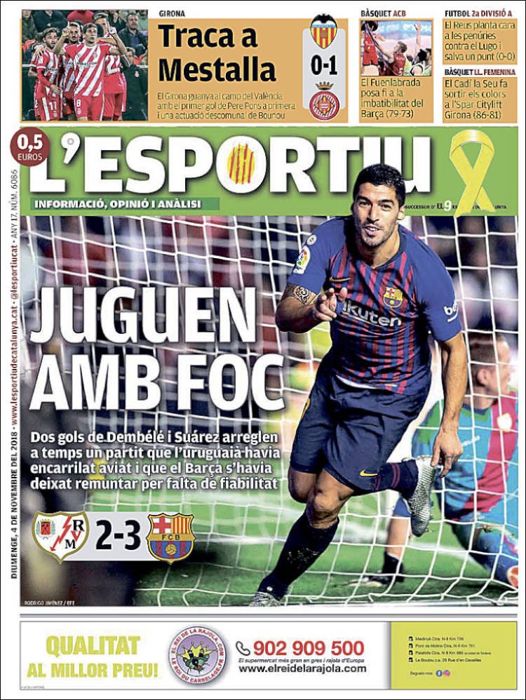 L'Esportiu Portada 04 11 2018 L'Esportiu Portada 04 11 2018