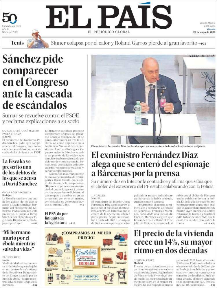 'El País', 29 de mayo de 2026