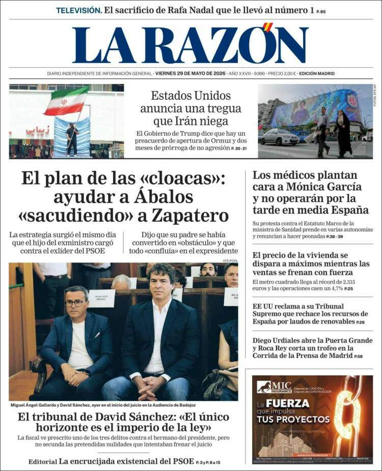 'La Razón', 29 de mayo de 2026